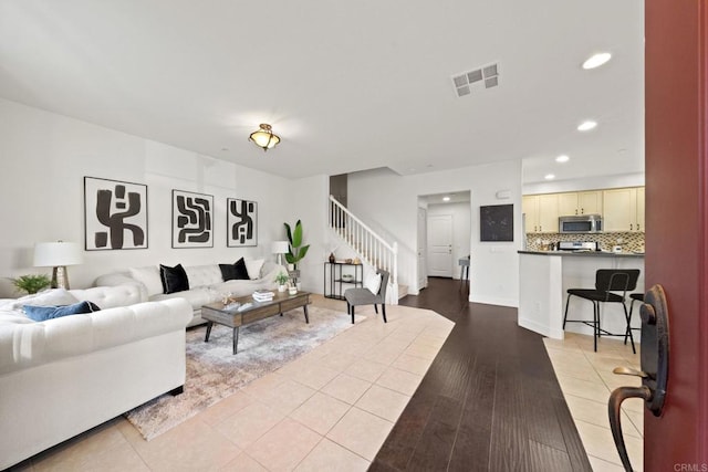 view of tiled living room