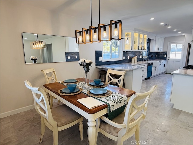 dining area with sink