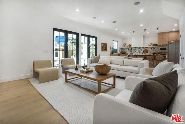 living room featuring light hardwood / wood-style floors