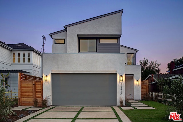 contemporary house featuring a garage