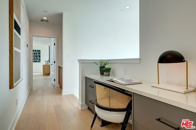 hall featuring light wood-type flooring