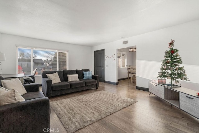 living room with wood-type flooring