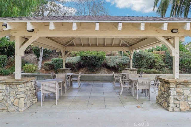 view of patio featuring a gazebo