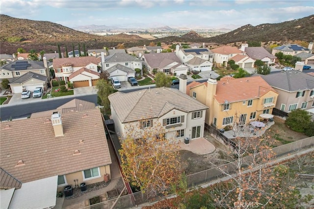 drone / aerial view with a mountain view