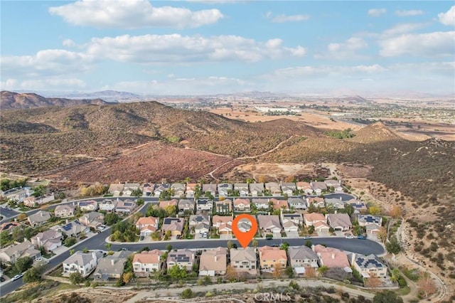 drone / aerial view with a mountain view