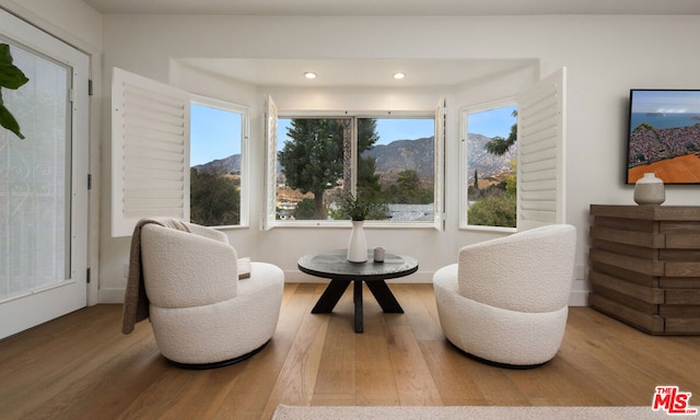 sitting room featuring hardwood / wood-style floors