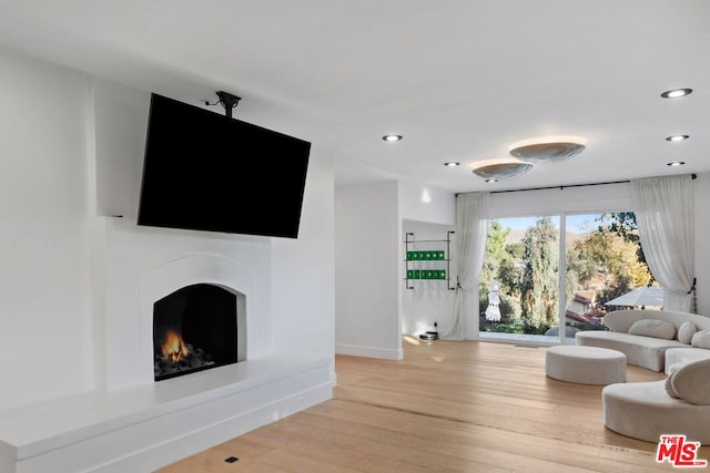 living room with hardwood / wood-style flooring