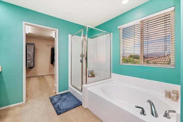 bathroom with plus walk in shower