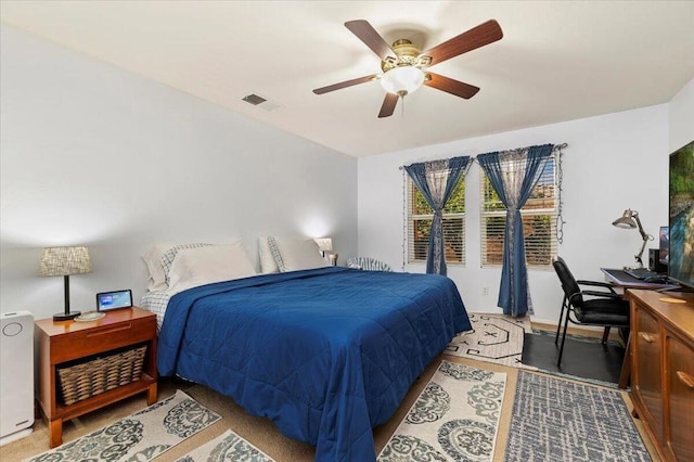 bedroom featuring ceiling fan