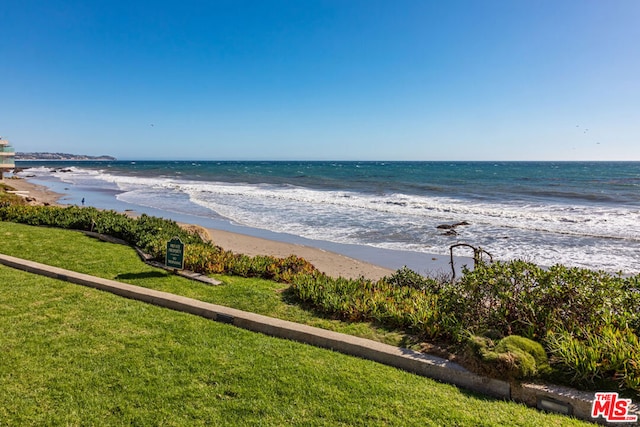 view of water feature with a view of the beach