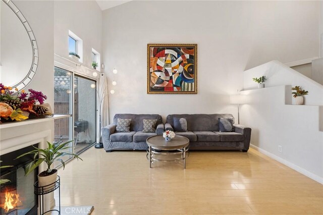 living room featuring light hardwood / wood-style flooring