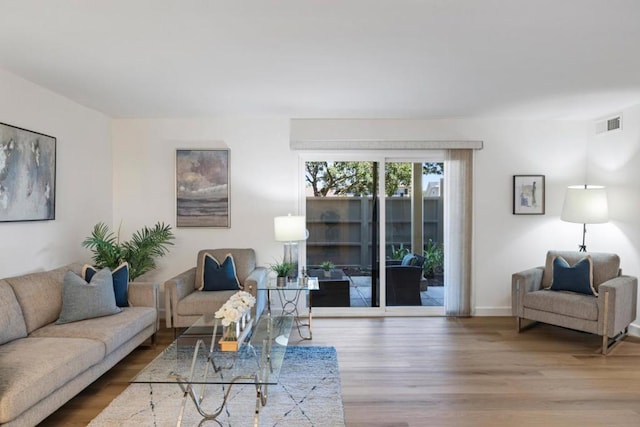 living room with wood-type flooring