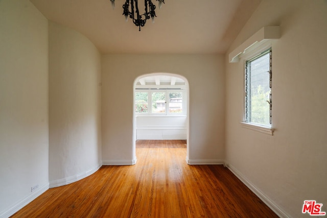 spare room featuring hardwood / wood-style flooring