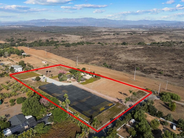 aerial view with a mountain view