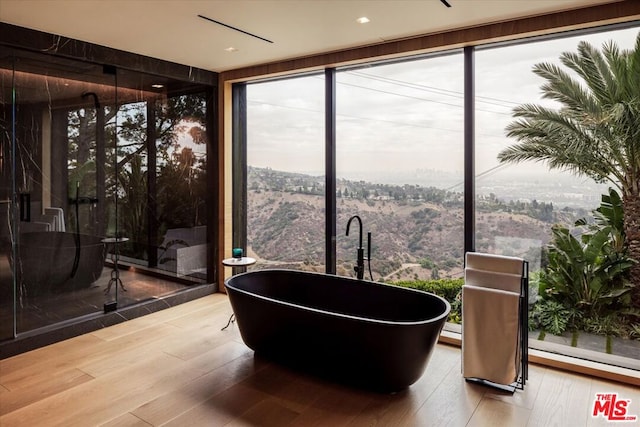 bathroom featuring a bathtub and hardwood / wood-style floors