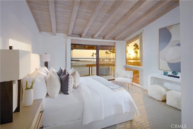 3024 Breakers Dr, Corona Del Mar, CA 92625 - bedroom featuring wood ceiling and beamed ceiling