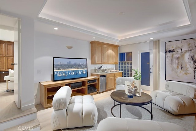 3024 Breakers Dr, Corona Del Mar, CA 92625 - living room with recessed lighting and a tray ceiling