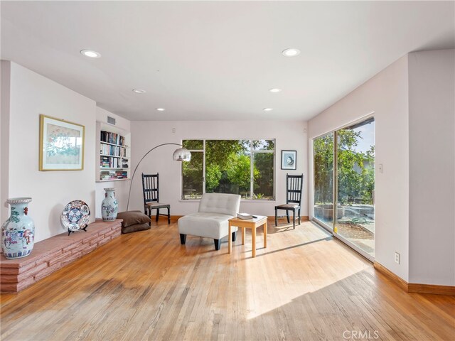 living area featuring light wood-type flooring