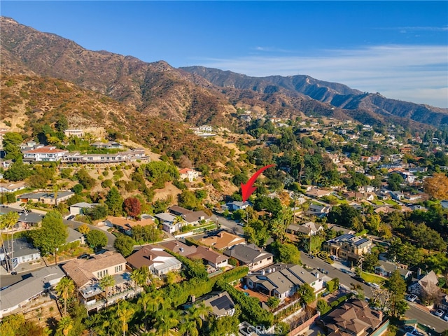 aerial view with a mountain view