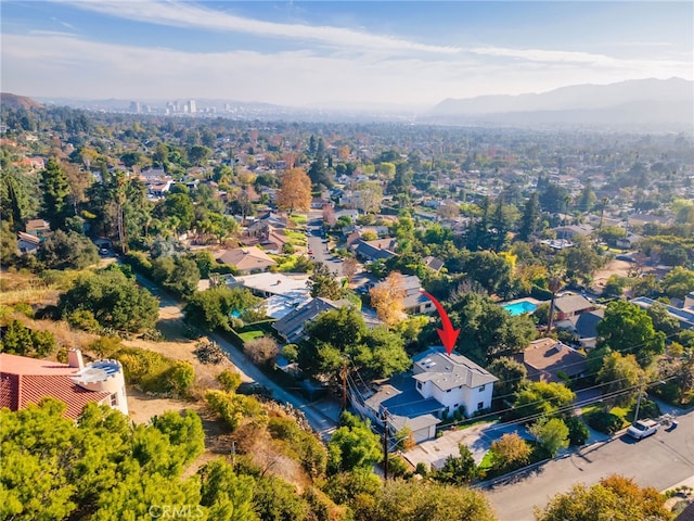 aerial view with a mountain view