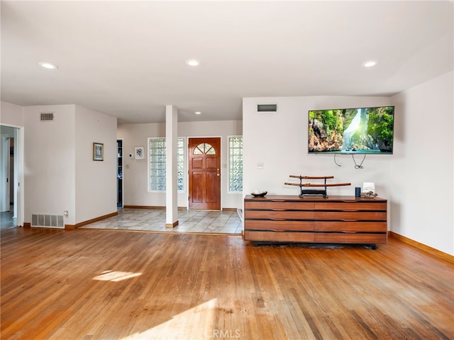 entryway with light wood-type flooring