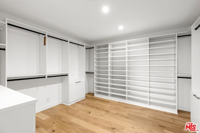 spacious closet with light wood-type flooring