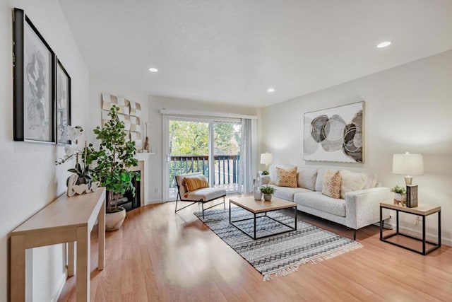 living room with light wood-type flooring