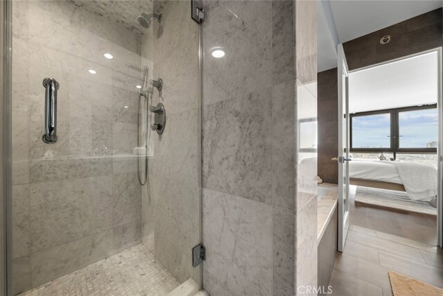 bathroom featuring walk in shower