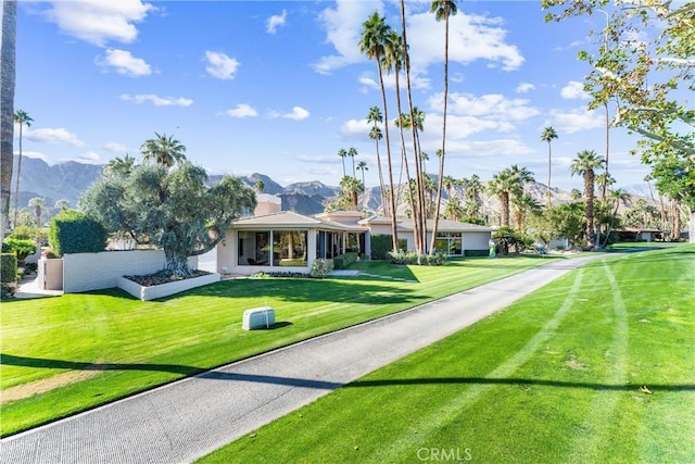 70854 Fairway Dr, Rancho Mirage, CA 92270 - ranch-style house with a front lawn and a mountain view
