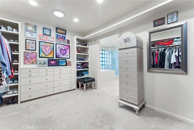 walk in closet featuring carpet