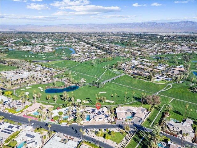 70854 Fairway Dr, Rancho Mirage, CA 92270 - bird's eye view featuring a water and mountain view, a residential view, and golf course view