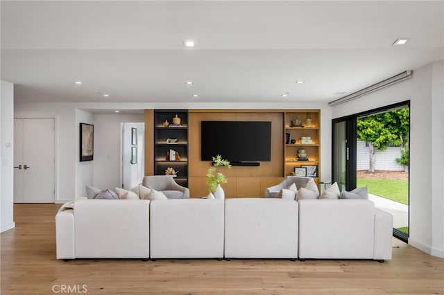 living room with light wood-type flooring