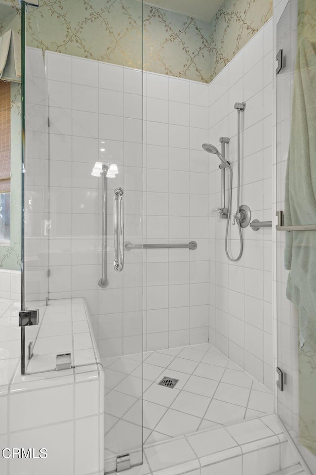 bathroom featuring walk in shower