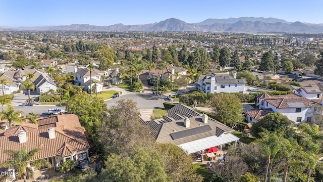 drone / aerial view featuring a mountain view