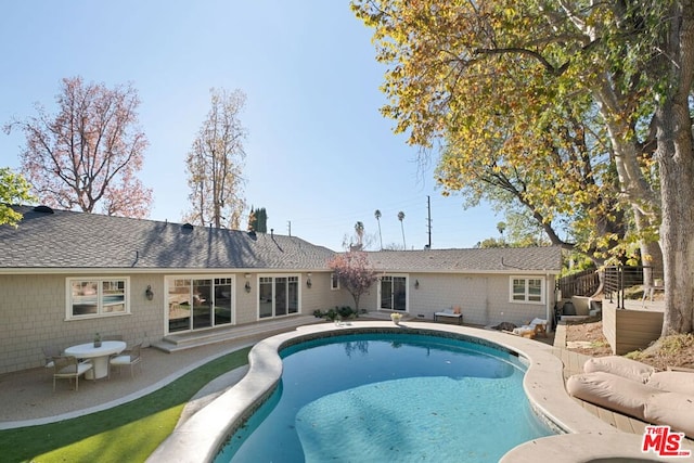 view of swimming pool with a patio