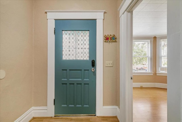 entryway with wood-type flooring