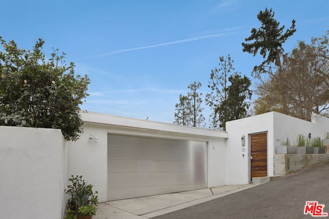 view of garage