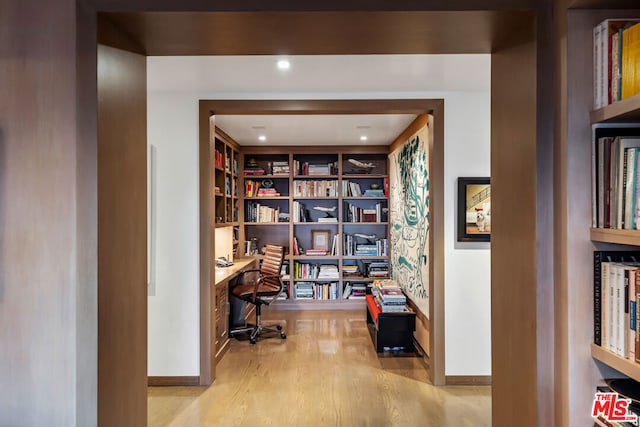 office featuring light wood-type flooring