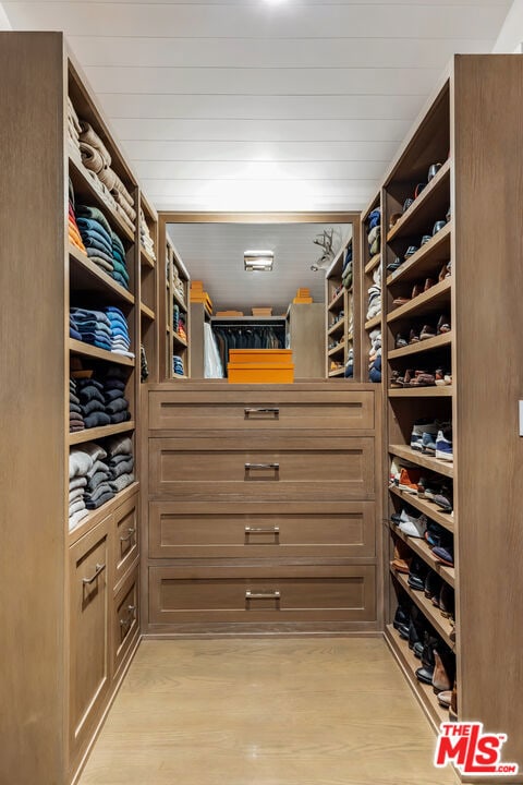 spacious closet with light wood-type flooring