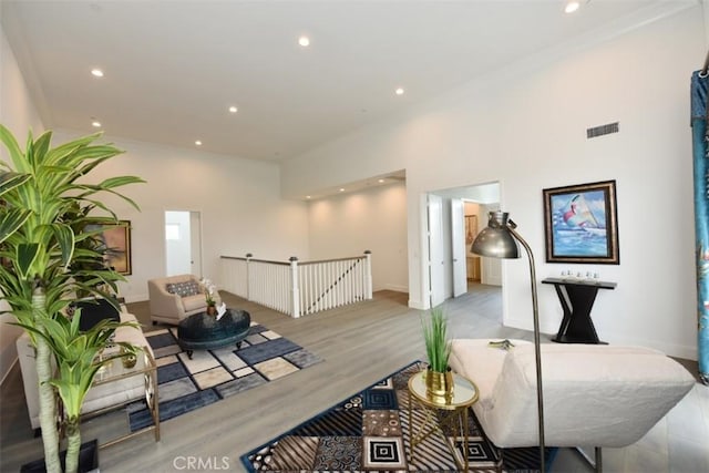 living room featuring light wood-type flooring