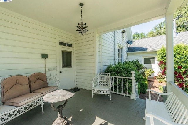 view of patio with covered porch and an outdoor living space