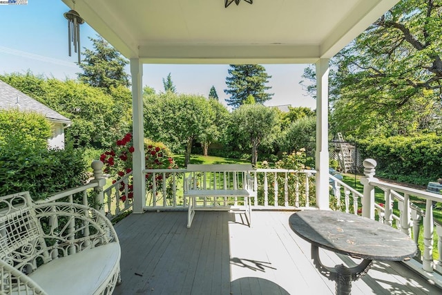 wooden deck with a porch