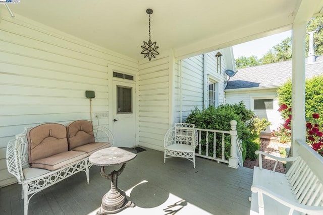 view of patio with covered porch and outdoor lounge area