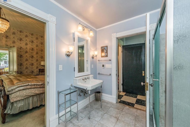 bathroom featuring crown molding