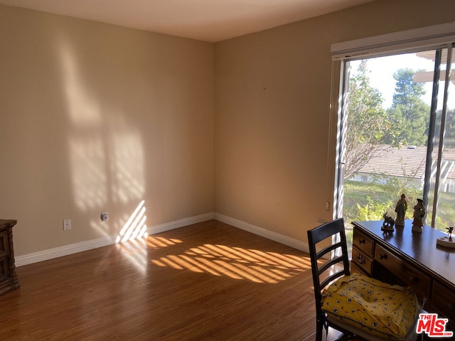 sitting room featuring dark wood-type flooring