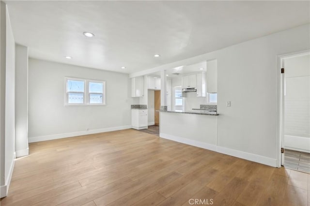 unfurnished living room featuring light wood-type flooring