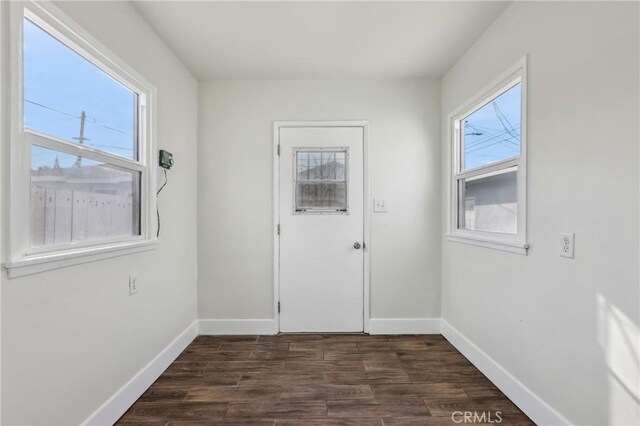 doorway to outside featuring dark hardwood / wood-style flooring and a healthy amount of sunlight