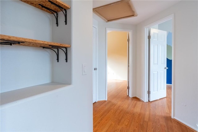 hall featuring light wood-type flooring