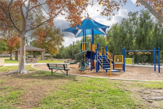 view of jungle gym featuring a gazebo