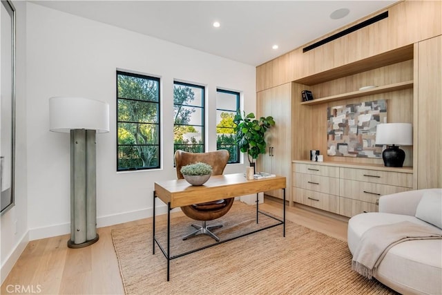 office space featuring light hardwood / wood-style flooring